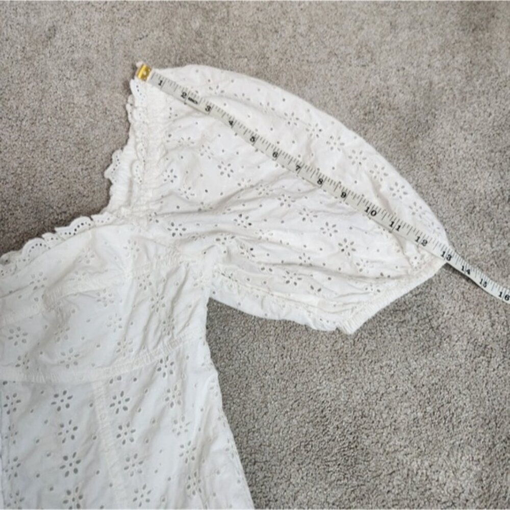 Gap White Peasant Eyelet Puff Sleeve Cotton Dress Size Small - Picture 10 of 15